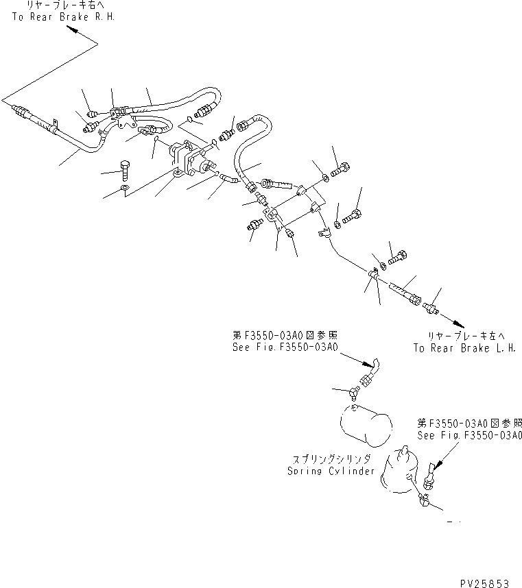 Komatsu parts book diagram for HD985-5 S/N 1021-UP: REAR BRAKE PIPING (1/2)