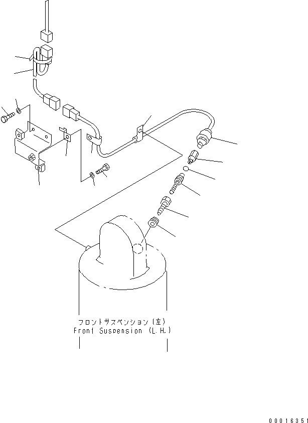 Komatsu parts book diagram for HD985-5 S/N 1021-UP: FRONT AXLE (LEFT HAND) (FRONT SUSPENSION RELATED PARTS) (STANDARD) (PAYLOAD METER PRINT TYPE)(#1053-)