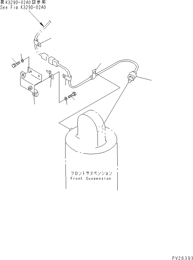 Komatsu parts book diagram for HD985-5 S/N 1021-UP: FRONT AXLE (LEFT HAND) (FRONT SUSPENSION RELATED PARTS)          (AUTO SUSPENSION) (NEW SENSOR TYPE)(#1053-)