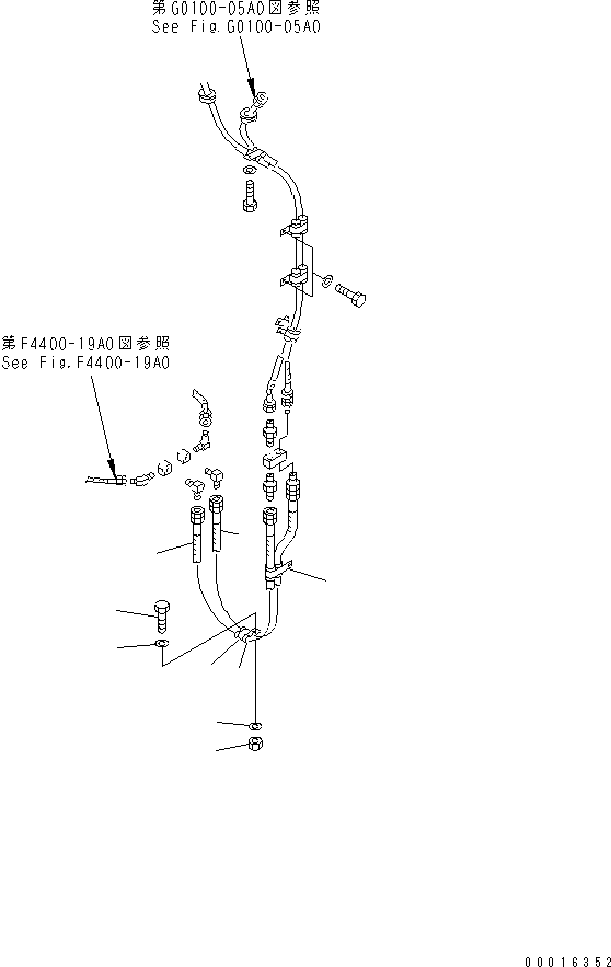 Komatsu parts book diagram for HD985-5 S/N 1021-UP: AIR PIPING (AIR PIPING) (2/4)(#1053-)