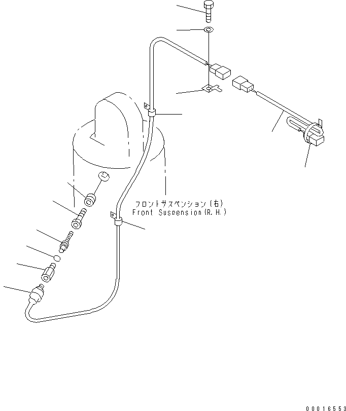 Komatsu parts book diagram for HD985-5 S/N 1021-UP: FRONT AXLE (RIGHT HAND) (FRONT SUS. RELATED PARTS) (STANDARD)    (PAYLOAD METER PRINT TYPE)(#1053-)