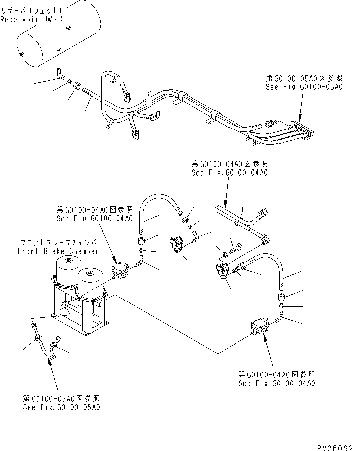 Komatsu parts book diagram for HD985-5 S/N 1021-UP: AIR TANK AND EQUIPMENT (FRONT BRAKE CHAMBER) (3/3)