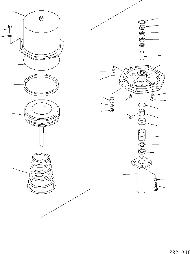 Komatsu parts book diagram for HD985-5 S/N 1021-UP: FRONT BRAKE CHAMBER (INNER PARTS)