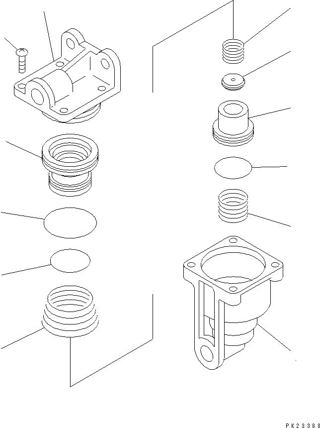 Komatsu parts book diagram for HD985-5 S/N 1021-UP: FRONT AXLE RATIO VALVE (INNER PARTS)