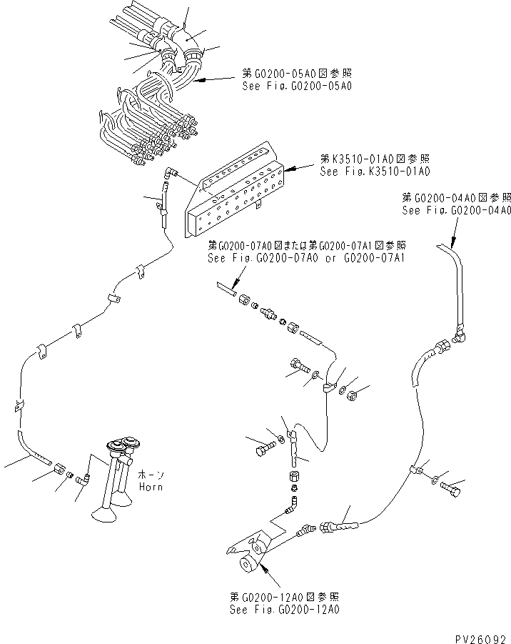 Komatsu parts book diagram for HD985-5 S/N 1021-UP: AIR PIPING (AIR PIPING) (4/4)