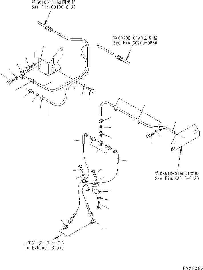Komatsu parts book diagram for HD985-5 S/N 1021-UP: AIR PIPING (GOVERNOR) (WITH EXHAUST BRAKE)