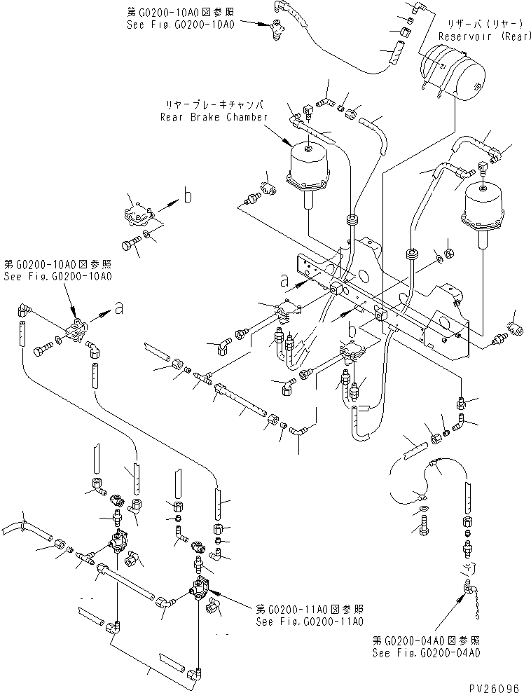 Komatsu parts book diagram for HD985-5 S/N 1021-UP: AIR TANK AND EQUIPMENT (REAR BRAKE CHAMBER) (2/2)