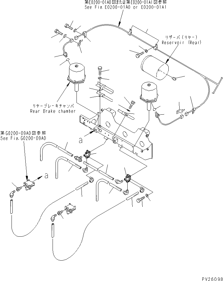 Komatsu parts book diagram for HD985-5 S/N 1021-UP: AIR TANK AND EQUIPMENT (CHECK VALVE RELATED) (2/2)