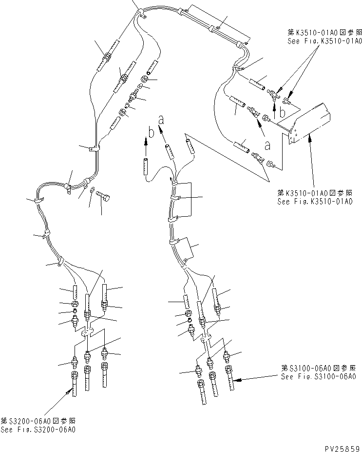 Komatsu parts book diagram for HD985-5 S/N 1021-UP: AUTO SUSPENSION PIPING