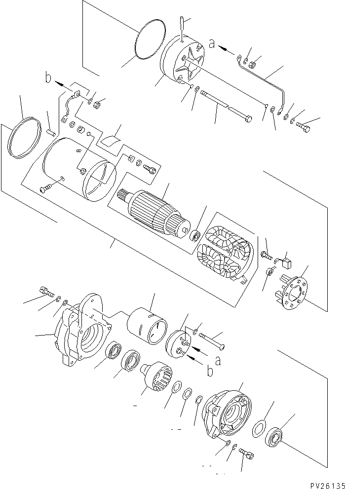 Komatsu parts book diagram for HD985-5 S/N 1021-UP: EMERGENCY STEERING MOTOR (INNER PARTS)