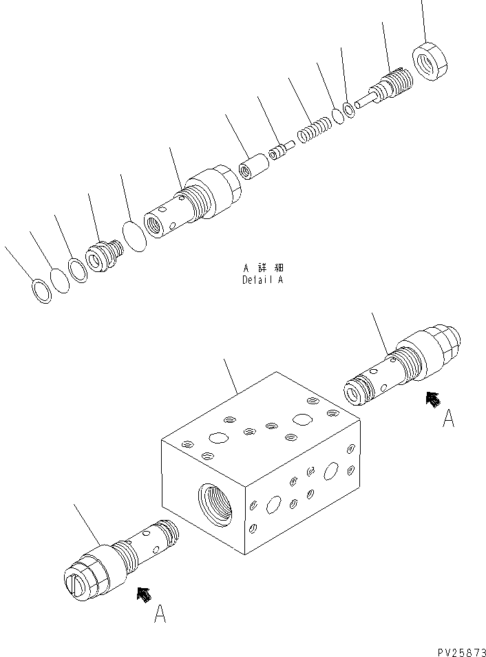 Komatsu parts book diagram for HD985-5 S/N 1021-UP: CROSSOVER RELIEF VALVE