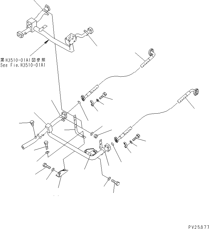 Komatsu parts book diagram for HD985-5 S/N 1021-UP: BRAKE COOLING OIL LINE (4/7) (WITH BRAKE STRAINER) (BRAKE TO BRAKE COOLER) (1/2)