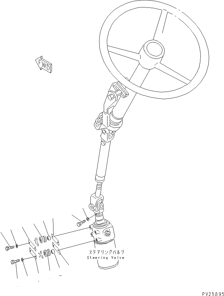 Komatsu parts book diagram for HD985-5 S/N 1021-UP: FRONT SUPPORT (STEERING VALVE) (2/2)