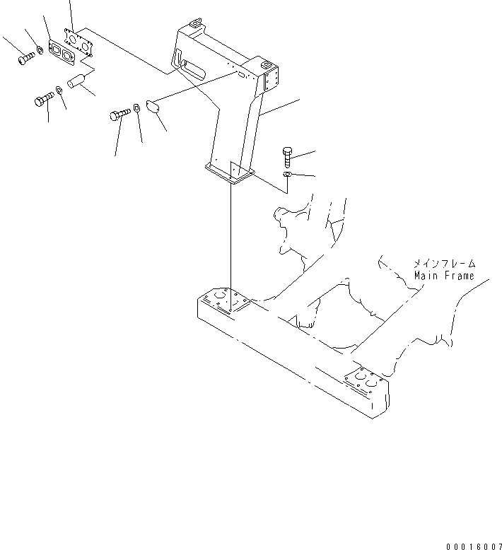 Komatsu parts book diagram for HD985-5 S/N 1021-UP: FRONT SUPPORT (SUPPORT R.H.)