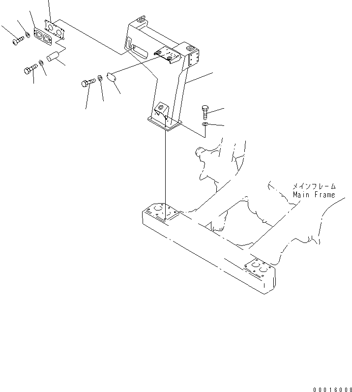 Komatsu parts book diagram for HD985-5 S/N 1021-UP: FRONT SUPPORT (SUPPORT R.H.) (INCLINED LADDER)