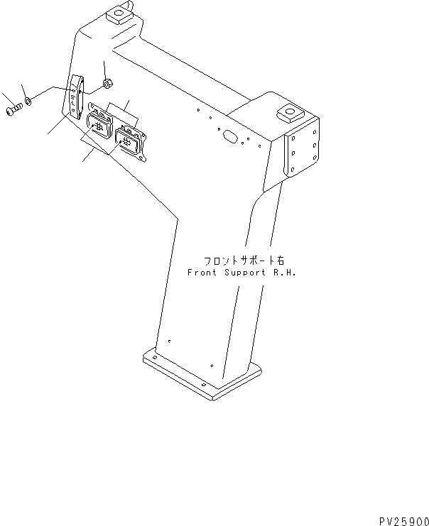 Komatsu parts book diagram for HD985-5 S/N 1021-UP: FRONT SUPPORT (LAMP R.H.)