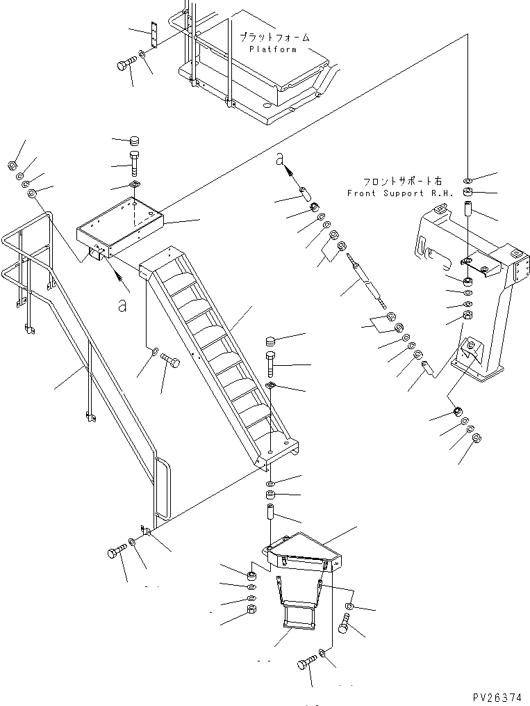 Komatsu parts book diagram for HD985-5 S/N 1021-UP: INCLINED LADDER
