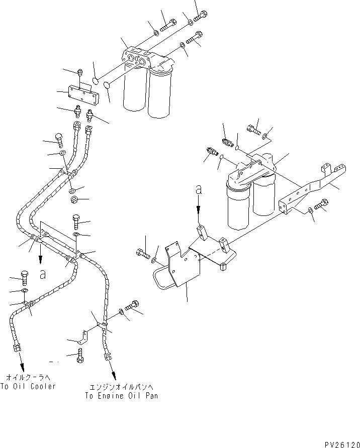 Komatsu parts book diagram for HD985-5 S/N 1021-UP: ENGINE OIL FILTER AND RELATED PARTS