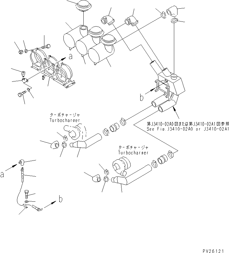 Komatsu parts book diagram for HD985-5 S/N 1021-UP: AIR INTAKE PIPING (1/2)