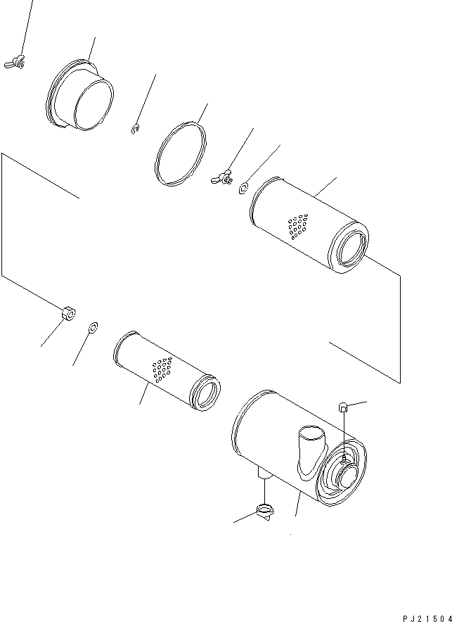 Komatsu parts book diagram for HD985-5 S/N 1021-UP: AIR CLEANER (INNER PARTS)