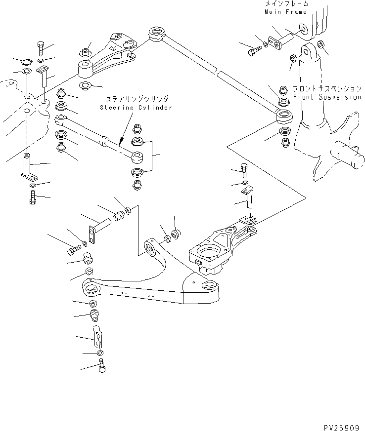 Komatsu parts book diagram for HD985-5 S/N 1021-UP: STEERING LINK (2/3)