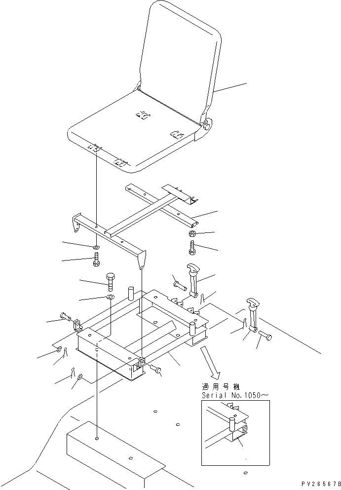 Komatsu parts book diagram for HD985-5 S/N 1021-UP: AUXILIALY SEAT (FOR AUTO RETARDER)(#1021-1054)