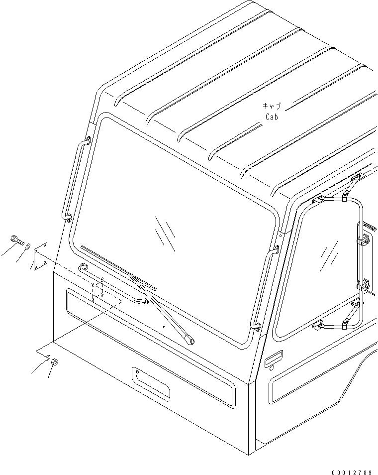 Komatsu parts book diagram for HD985-5 S/N 1021-UP: OPERATOR'S CAB (AIR CONDITIONER HOSE CLAMP) (AIR CON LESS)