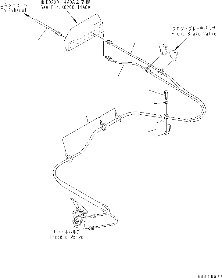 Komatsu parts book diagram for HD985-5 S/N 1021-UP: OPERATOR'S CAB (AIR PIPING) (2/4) (AUTO SUSPENSION AND FRONT BRAKE CUT AND EXHAUST BRAKE)