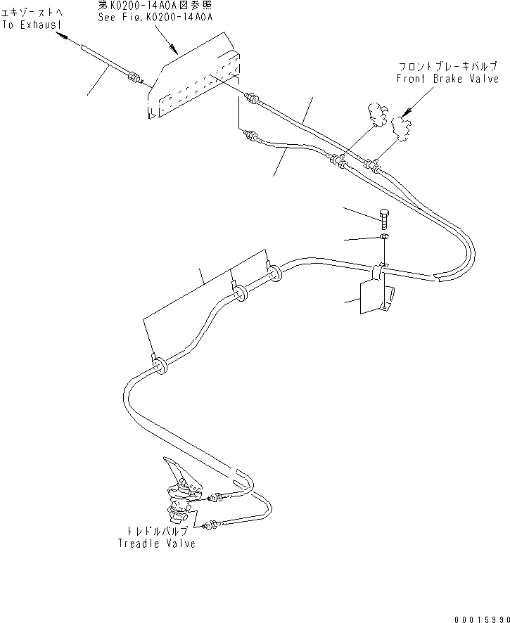 Komatsu parts book diagram for HD985-5 S/N 1021-UP: OPERATOR'S CAB (AIR PIPING) (2/3) (FRONT BRAKE CUT)(#1055-)