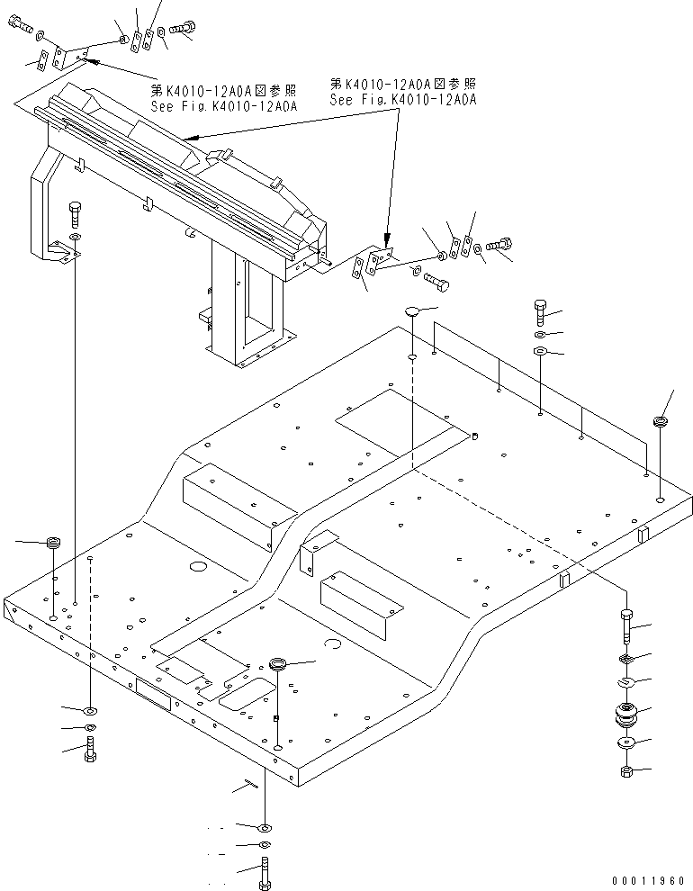 Komatsu parts book diagram for HD985-5 S/N 1021-UP: CAB FLOOR MOUNT(#1065-)