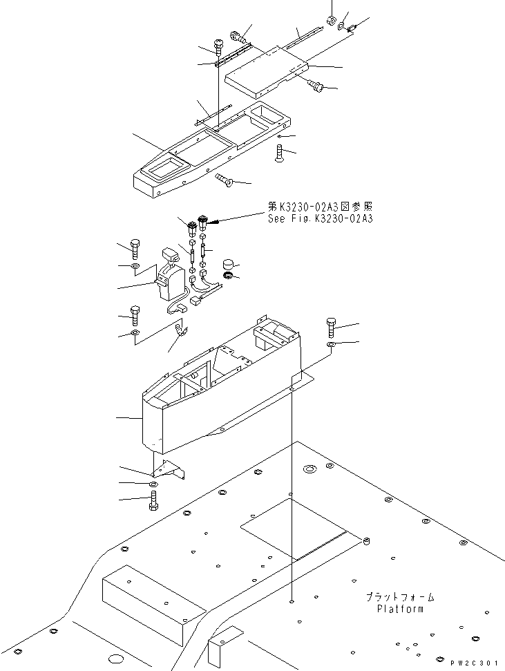 Komatsu parts book diagram for HD985-5 S/N 1021-UP: CONSOLE BOX (1/3) (SANDY AND DUSTY SPEC.)