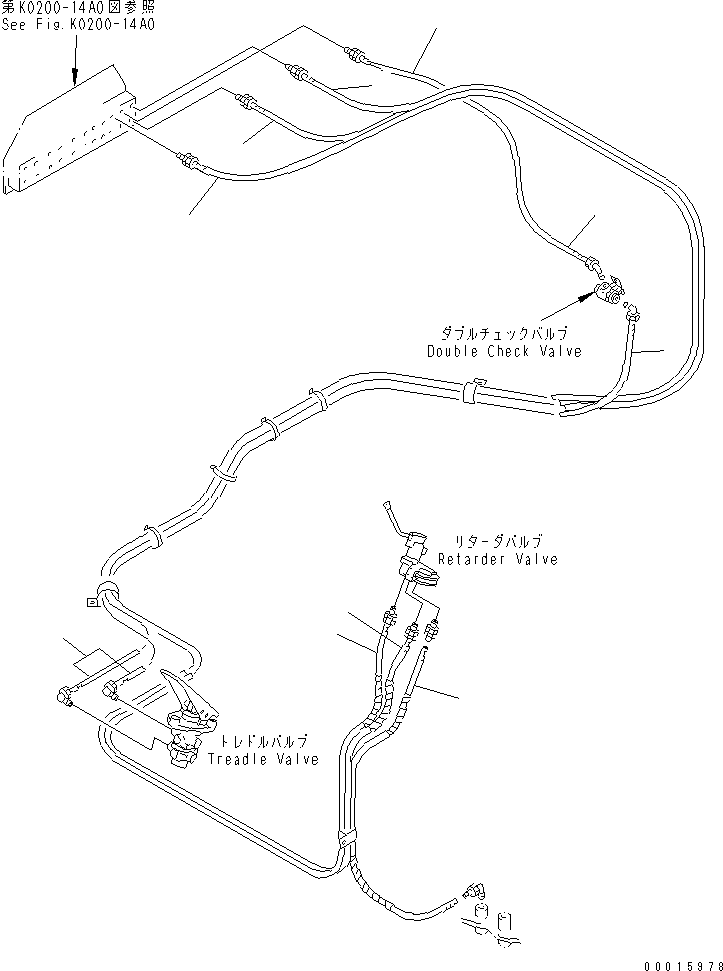 Komatsu parts book diagram for HD985-5 S/N 1021-UP: AIR PIPING (1/5) (AUTO SUSPENSION AND FRONT BRAKE CUT AND EXHAUST BRAKE)