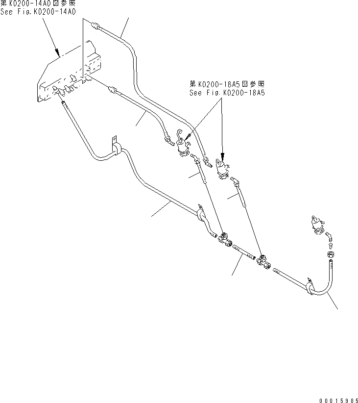 Komatsu parts book diagram for HD985-5 S/N 1021-UP: AIR PIPING (4/4) (FRONT BRAKE CUT)