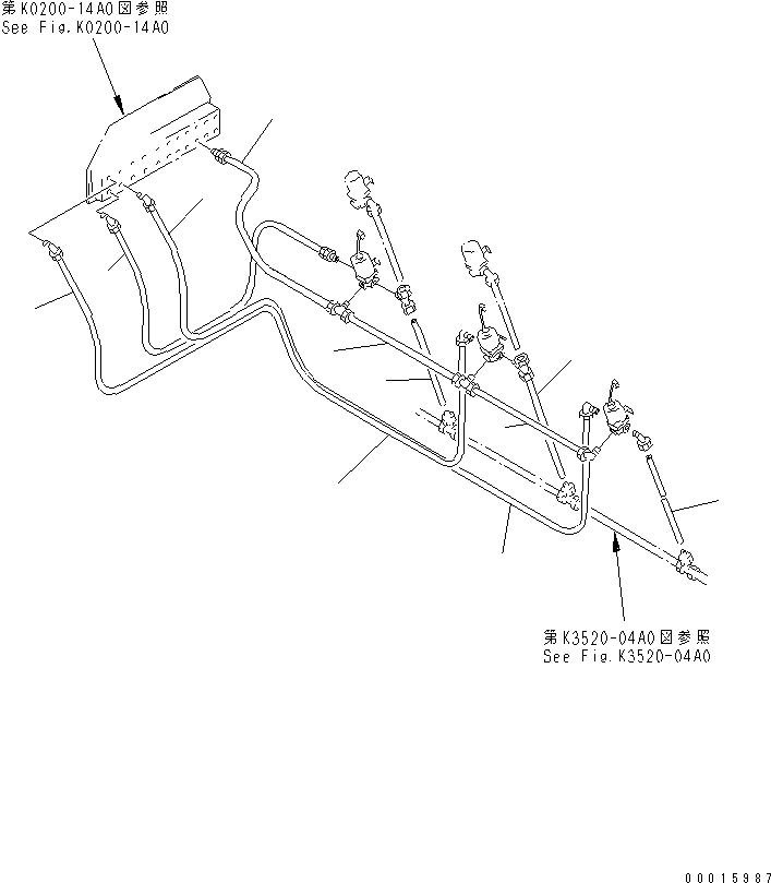 Komatsu parts book diagram for HD985-5 S/N 1021-UP: AIR PIPING (5/5) (AUTO SUSPENSION AND FRONT BRAKE CUT AND EXHAUST BRAKE)