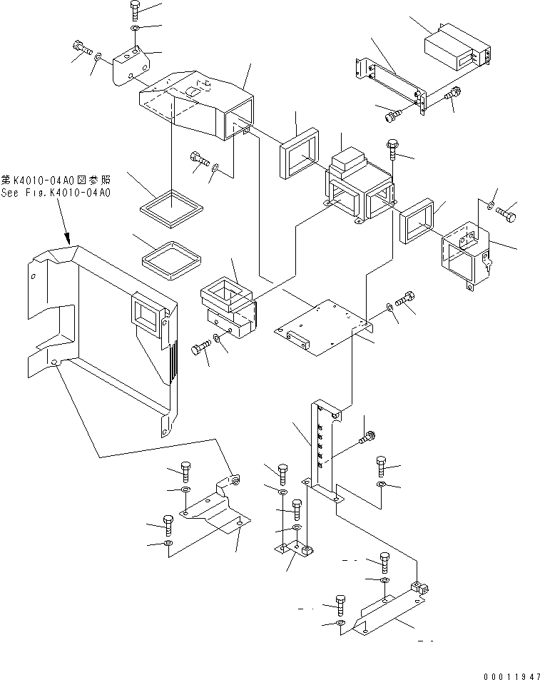 Komatsu parts book diagram for HD985-5 S/N 1021-UP: FLOOR (AIR CONDITIONER) (CAB INTERIOR BRACKET) (1/2)