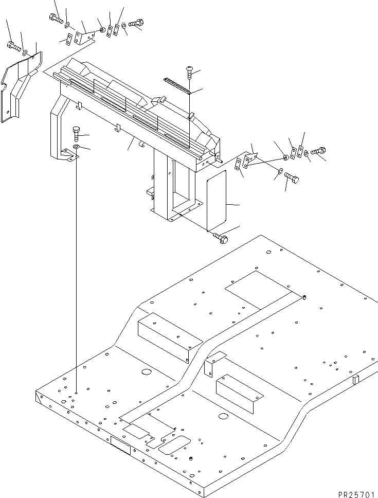 Komatsu parts book diagram for HD985-5 S/N 1021-UP: FLOOR (DASHBOARD) (WITH PAYLOAD METER) (1/2)