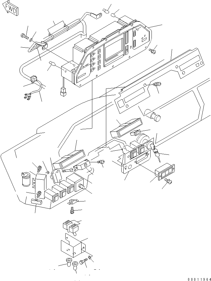 Komatsu parts book diagram for HD985-5 S/N 1021-UP: FLOOR (INSTRUMENT PANEL) (WITH DEFROSTER GLASS)