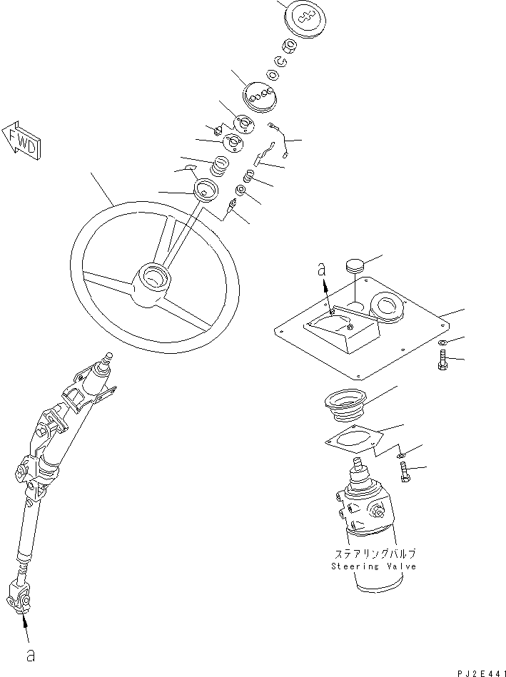 Komatsu parts book diagram for HD985-5 S/N 1021-UP: FLOOR (STEERING WHEEL) (LEATHER TYPE)