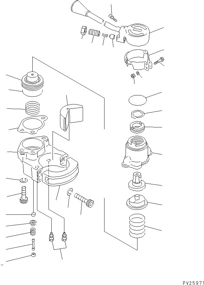 Komatsu parts book diagram for HD985-5 S/N 1021-UP: FLOOR (STEERING COLUMN) (RETARDER VALVE)
