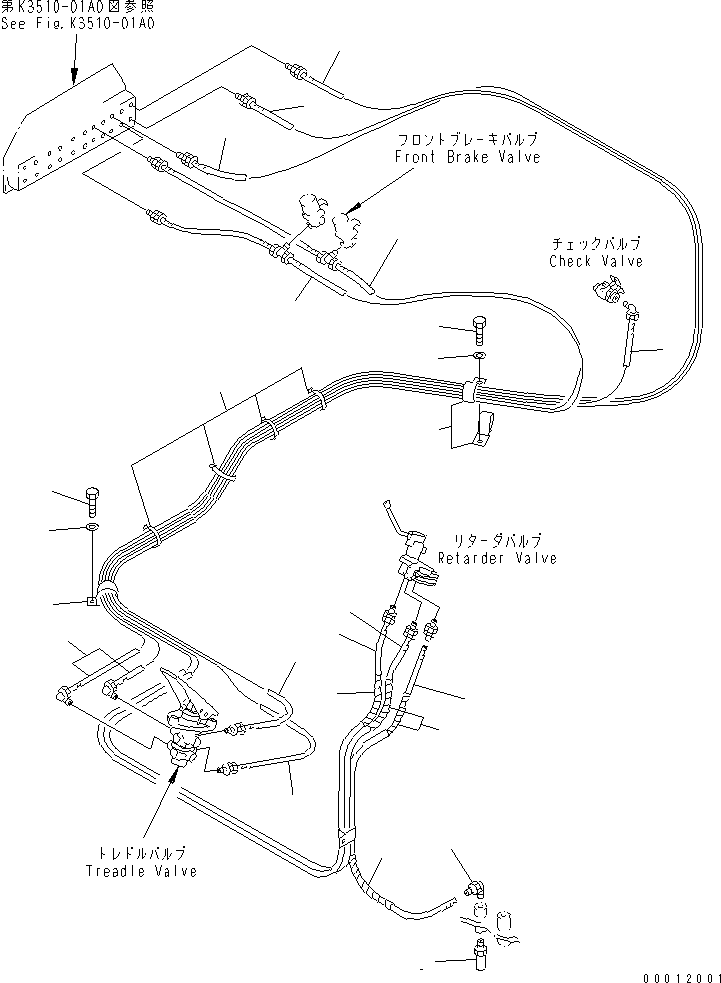 Komatsu parts book diagram for HD985-5 S/N 1021-UP: FLOOR (AIR PIPING) (1/5)