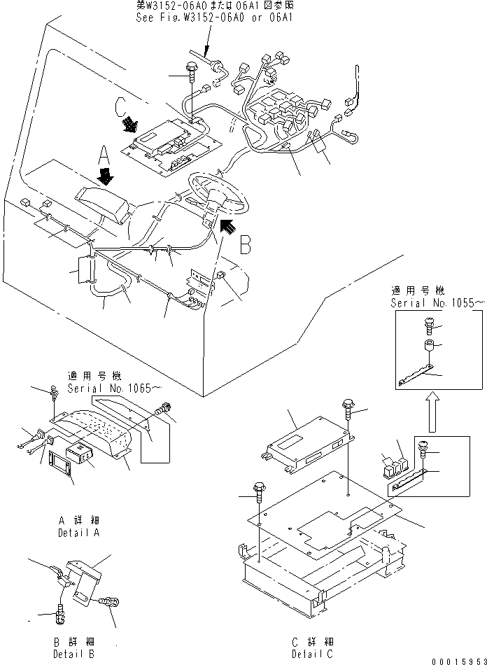 Komatsu parts book diagram for HD985-5 S/N 1021-UP: FLOOR (AUTO RETARDER CAB) (KM/H)