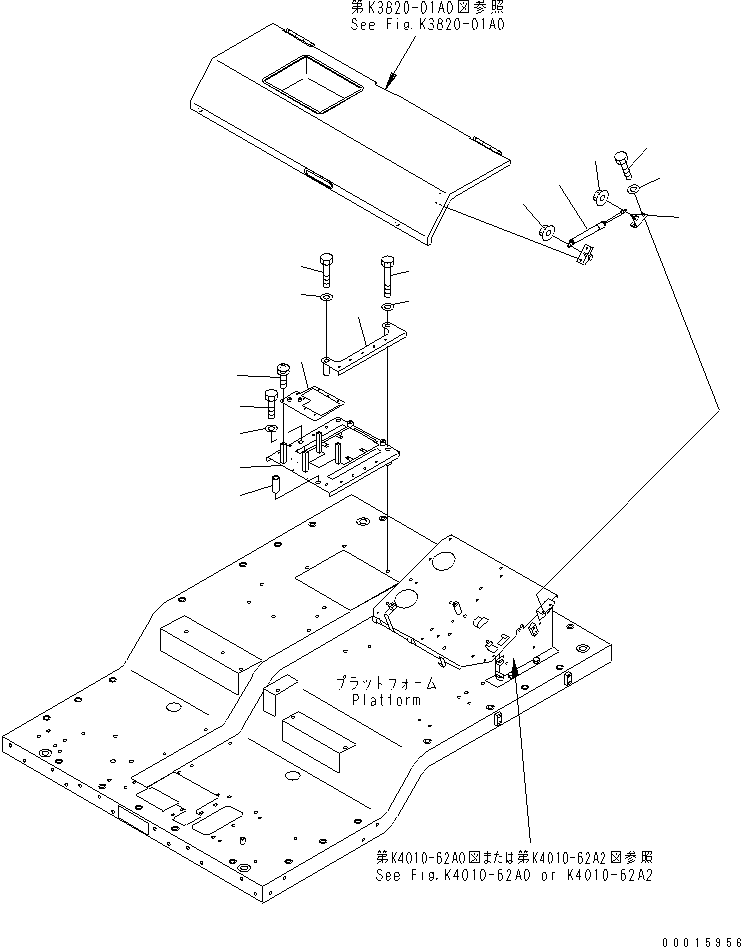 Komatsu parts book diagram for HD985-5 S/N 1021-UP: FLOOR (REAR COVER) (CAB) (1/2)(#1065-)