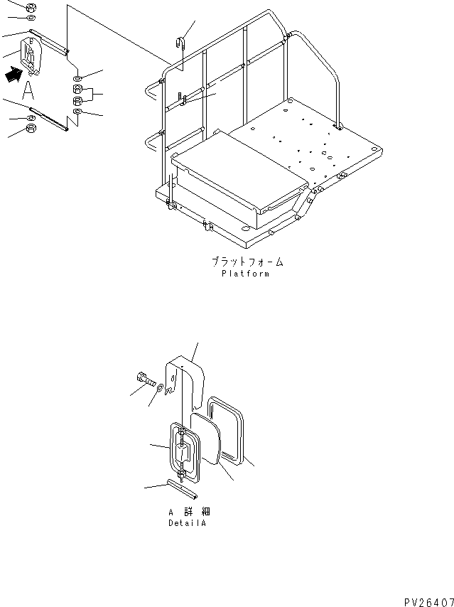 Komatsu parts book diagram for HD985-5 S/N 1021-UP: SIDE MIRROR (70M3 BODY) (STANDARD)