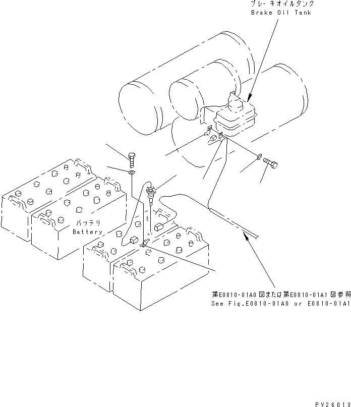 Komatsu parts book diagram for HD985-5 S/N 1021-UP: BATTERY FLUID LEVEL SENSOR AND BRAKE OIL TANK RELATED PARTS