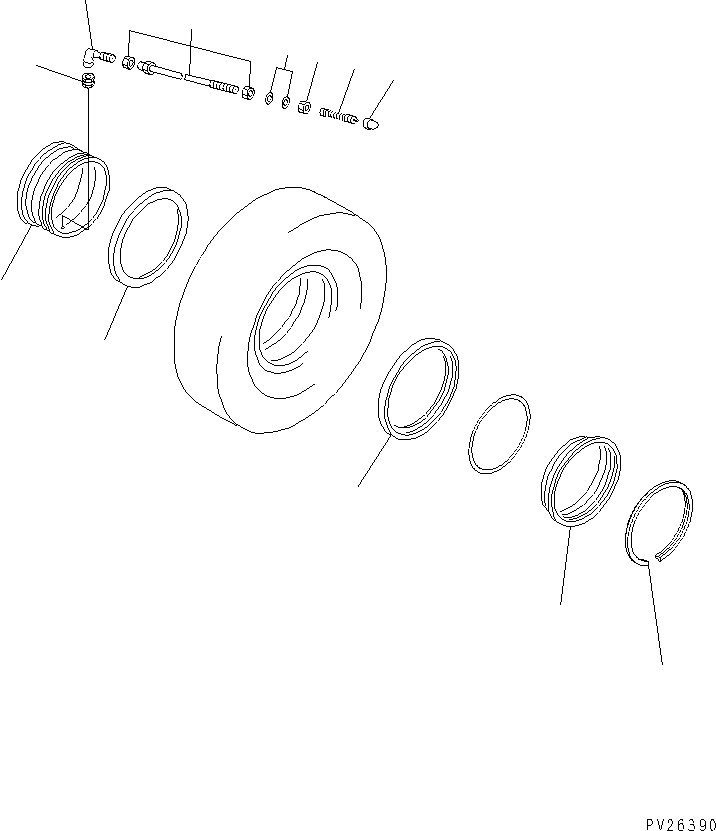 Komatsu parts book diagram for HD985-5 S/N 1021-UP: RIM (FRONT WHEEL)