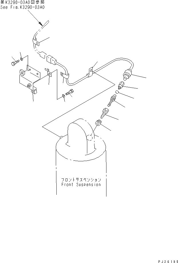 Komatsu parts book diagram for HD985-5 S/N 1021-UP: FRONT AXLE (LEFT HAND) (FRONT SUSPENSION RELATED PARTS) (STANDARD) (PAYLOAD METER PRINT TYPE)(#1021-1052)
