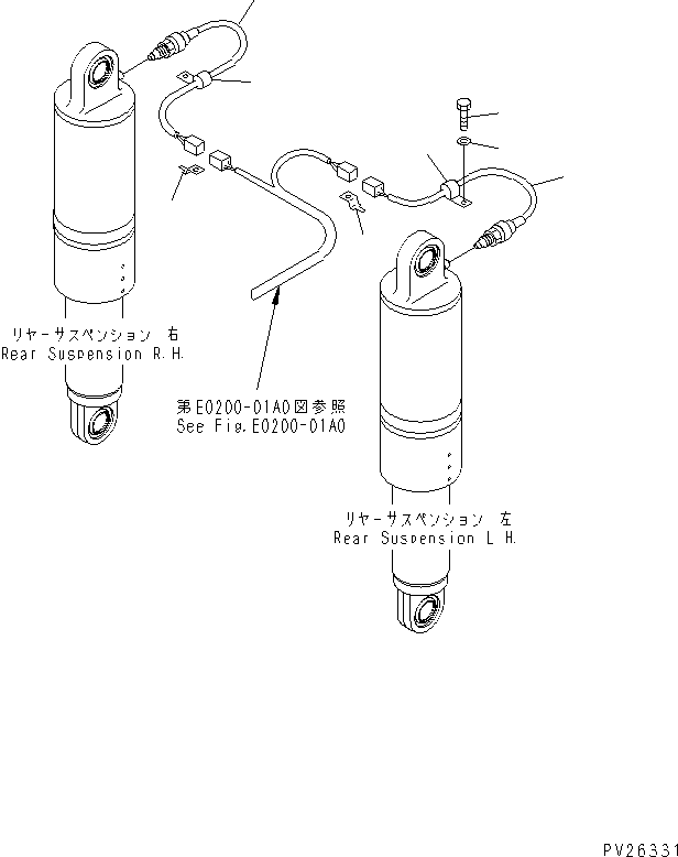 Komatsu parts book diagram for HD985-5 S/N 1021-UP: REAR SUSPENSION PRESSURE SENSOR