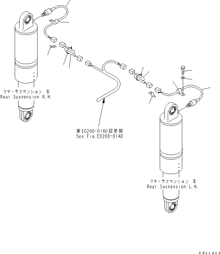 Komatsu parts book diagram for HD985-5 S/N 1021-UP: REAR SUSPENSION PRESSURE SENSOR (AMPERE OUT PUT TYPE)