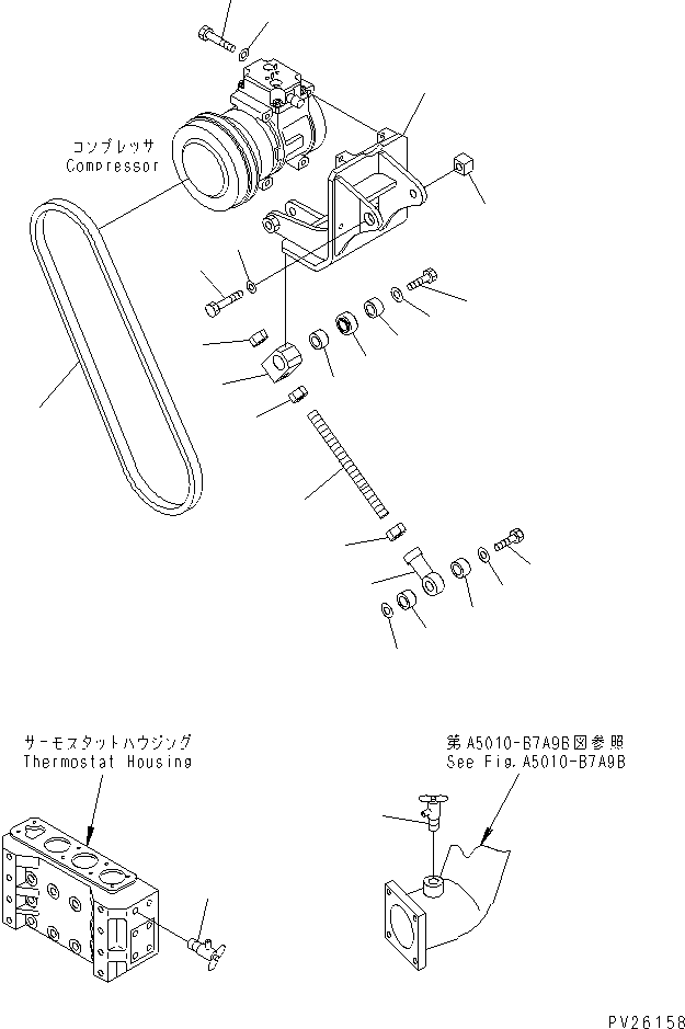 Komatsu parts book diagram for HD985-5 S/N 1021-UP: AIR CONDITIONER RELATED PARTS (1/4)