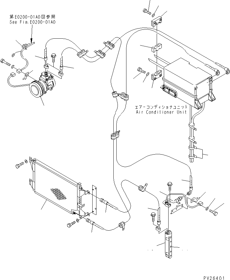 Komatsu parts book diagram for HD985-5 S/N 1021-UP: AIR CONDITIONER RELATED PARTS (3/4)